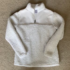 White fluffy sweatshirt. Size small.